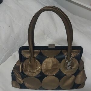 VINTAGE, Jennifer Lopez Black and Gold Polka Dot Purse